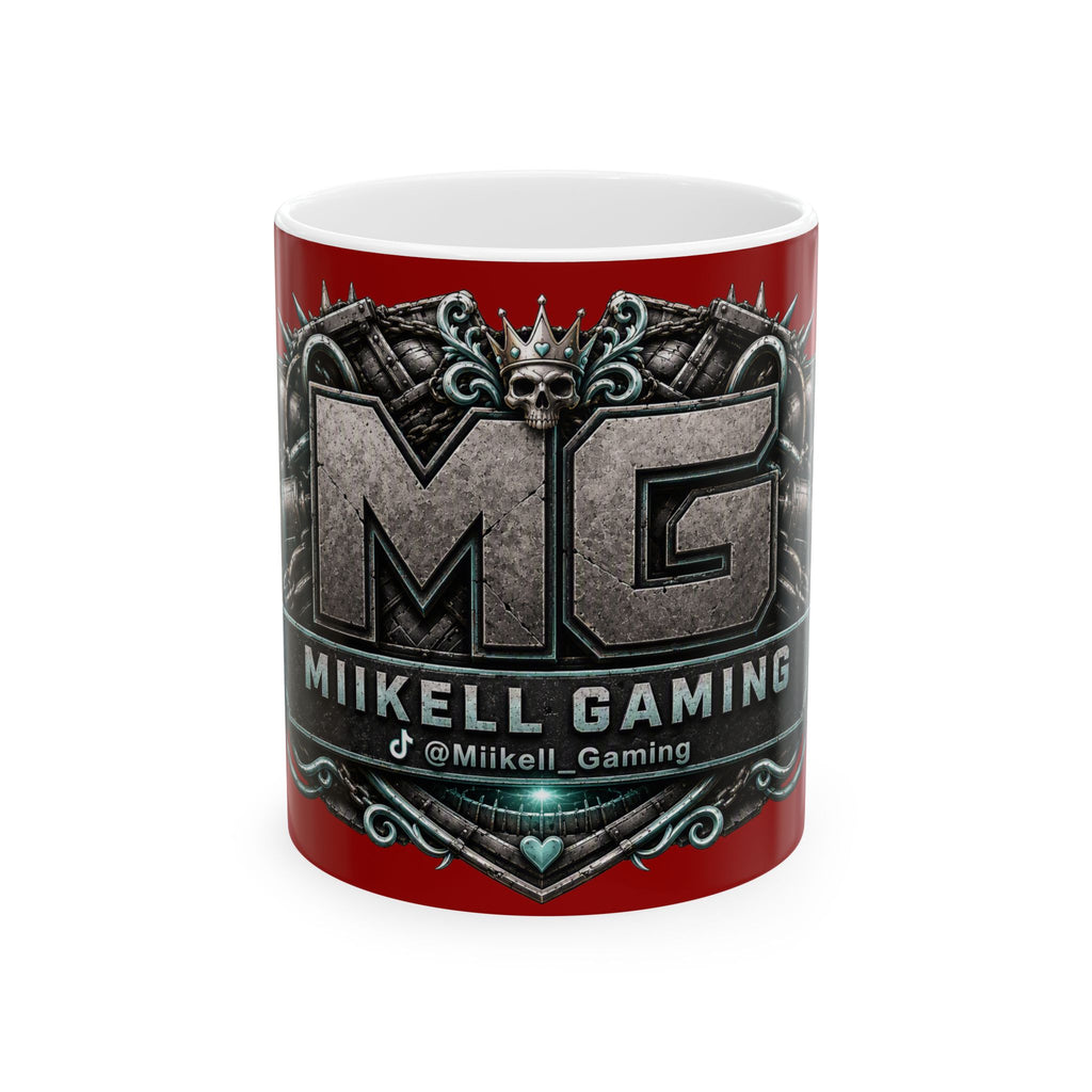 Seafoam/Red Gaming Logo Mug — “Miikell_Gaming” Branded Ceramic Coffee Cup (11oz/15oz)