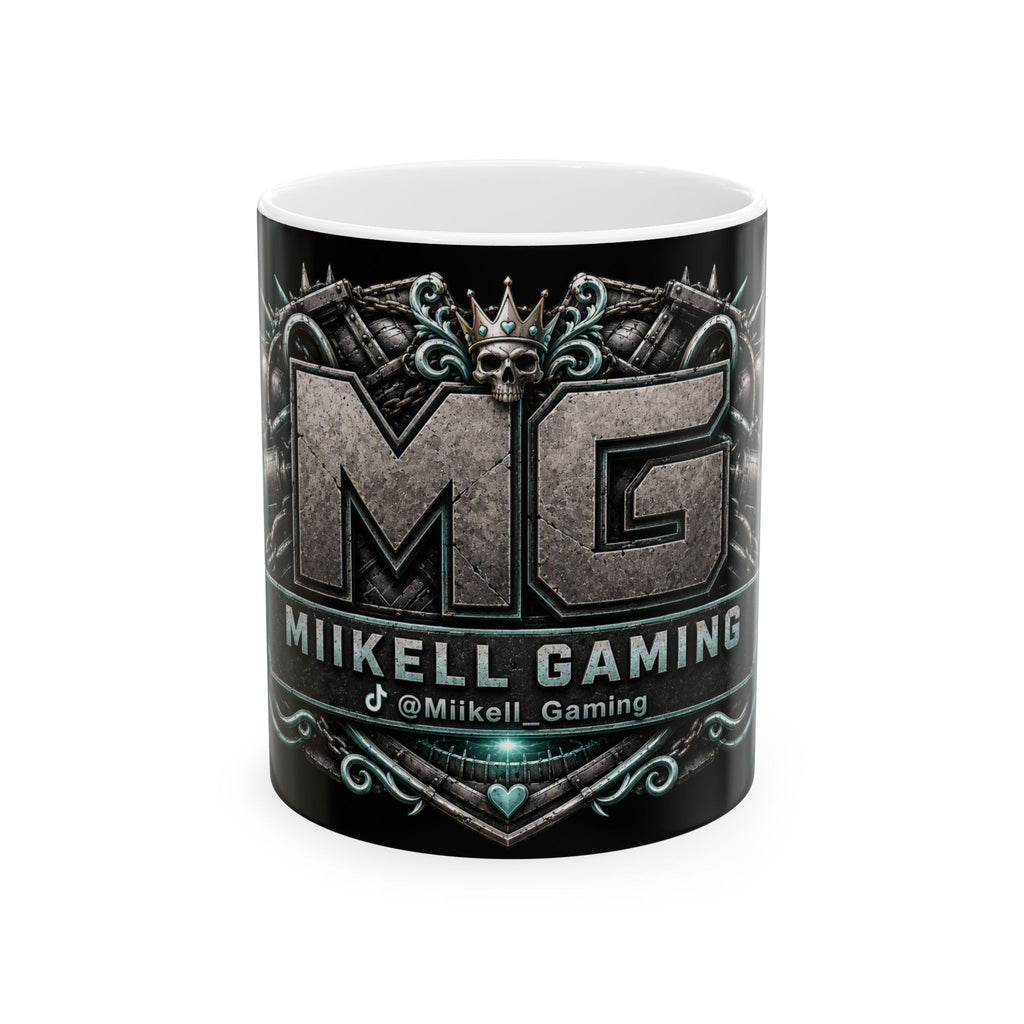 Seafoam/Black Gaming Logo Mug — “Miikell_Gaming” Branded Ceramic Coffee Cup (11oz/15oz)