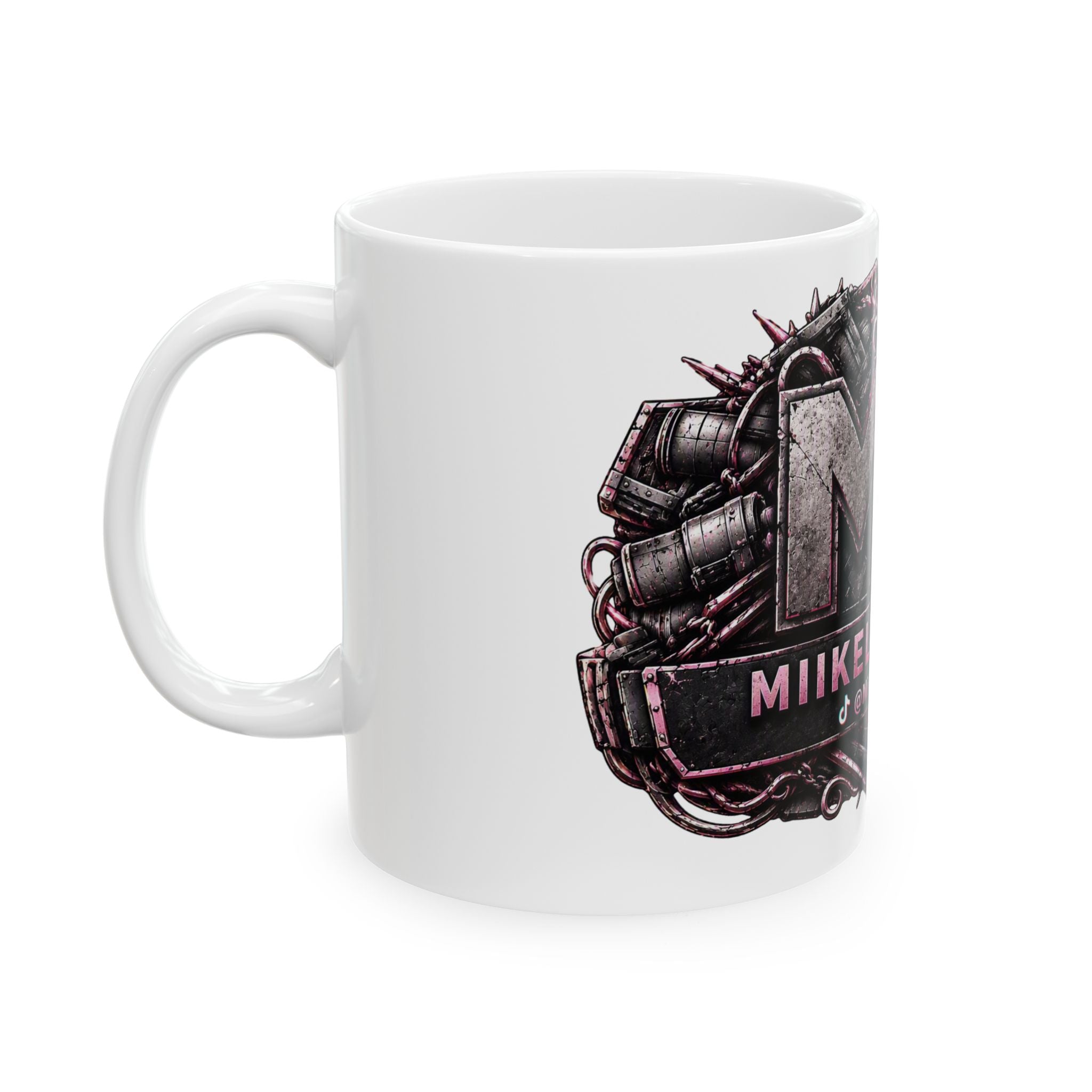 Pink/White Gaming Logo Mug — “Miikell_Gaming” Branded Ceramic Coffee Cup (11oz/15oz)