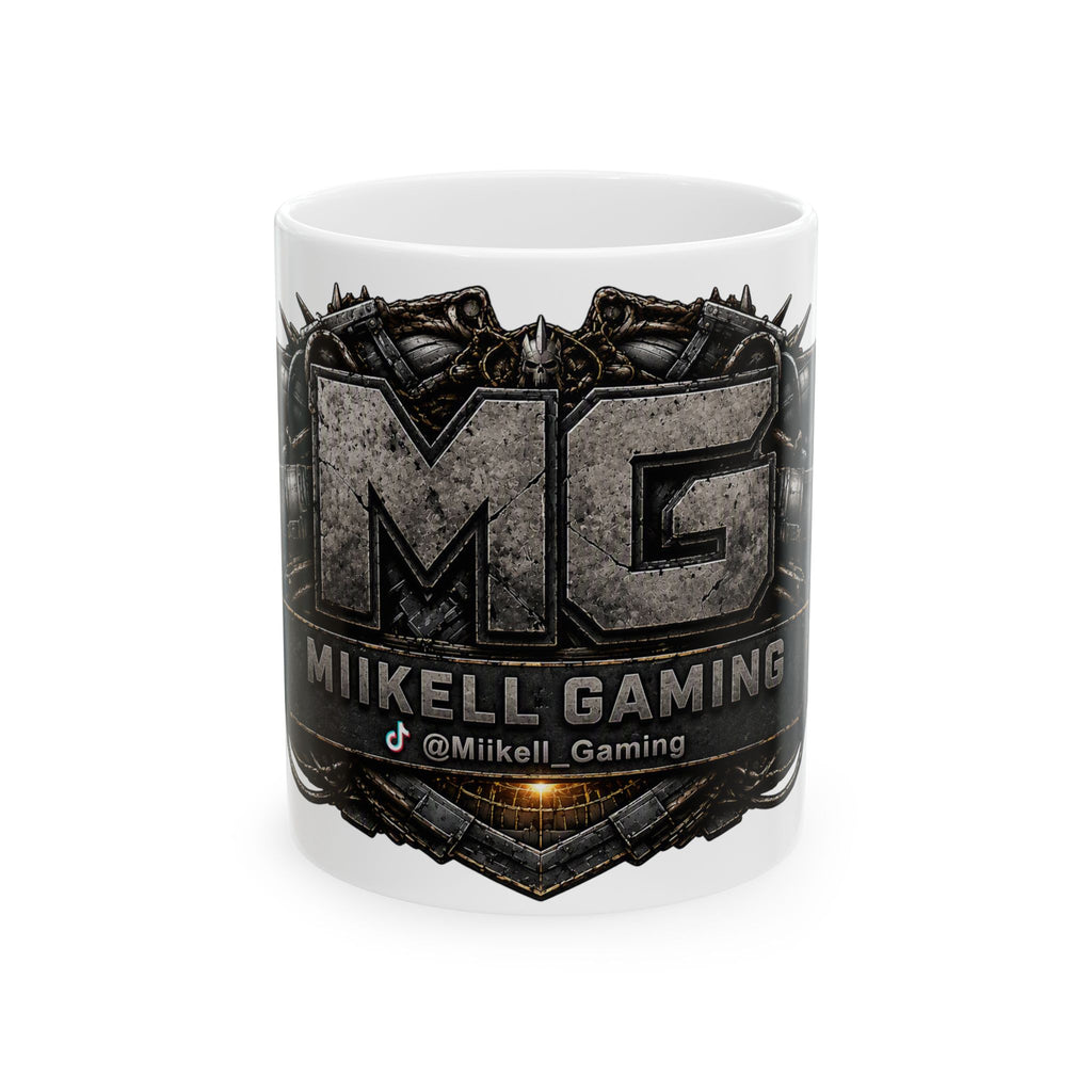 Stone/White Gaming Logo Mug — “Miikell_Gaming” Branded Ceramic Coffee Cup (11oz/15oz)