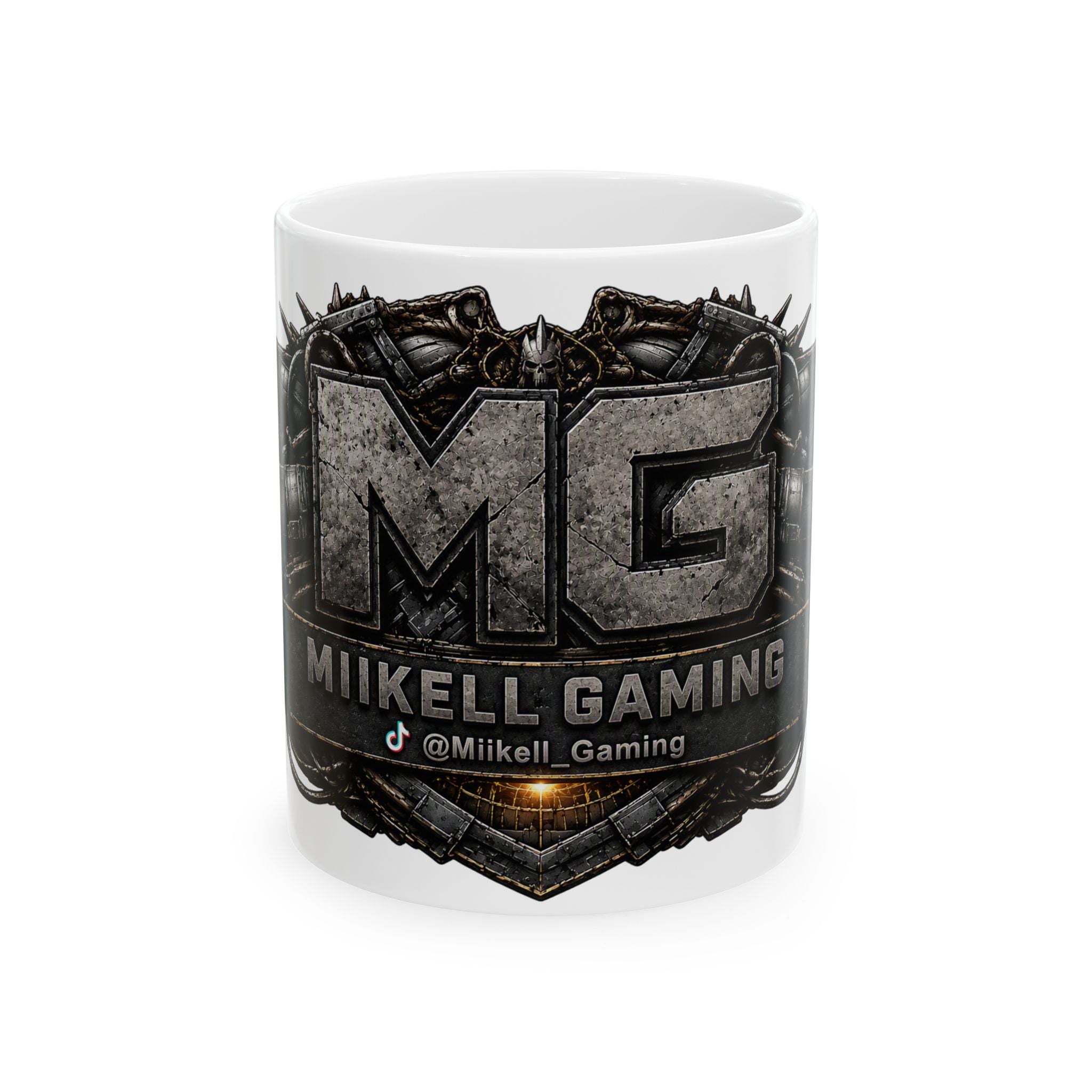 Stone/White Gaming Logo Mug — “Miikell_Gaming” Branded Ceramic Coffee Cup (11oz/15oz)