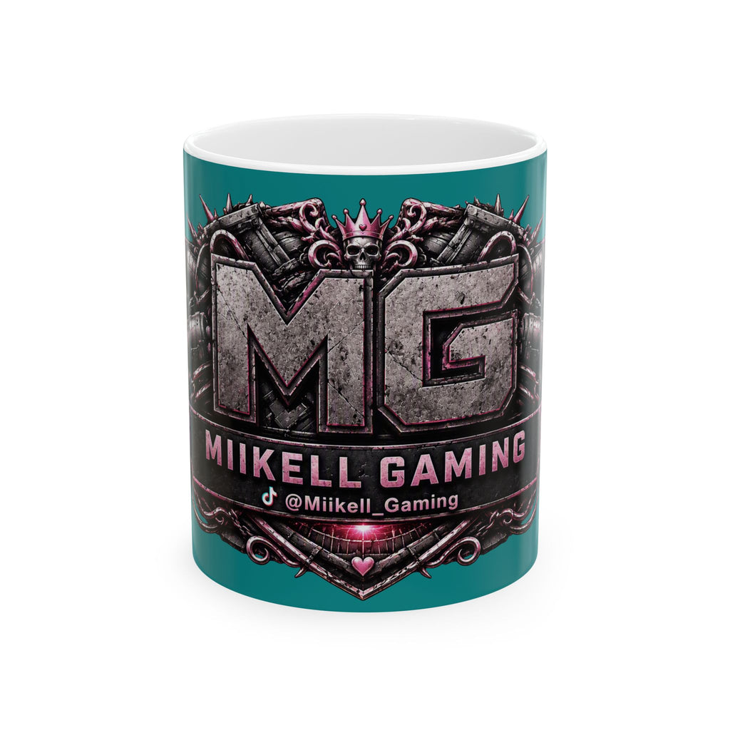 Pink/Aqua Gaming Logo Mug — “Miikell_Gaming” Branded Ceramic Coffee Cup (11oz/15oz)