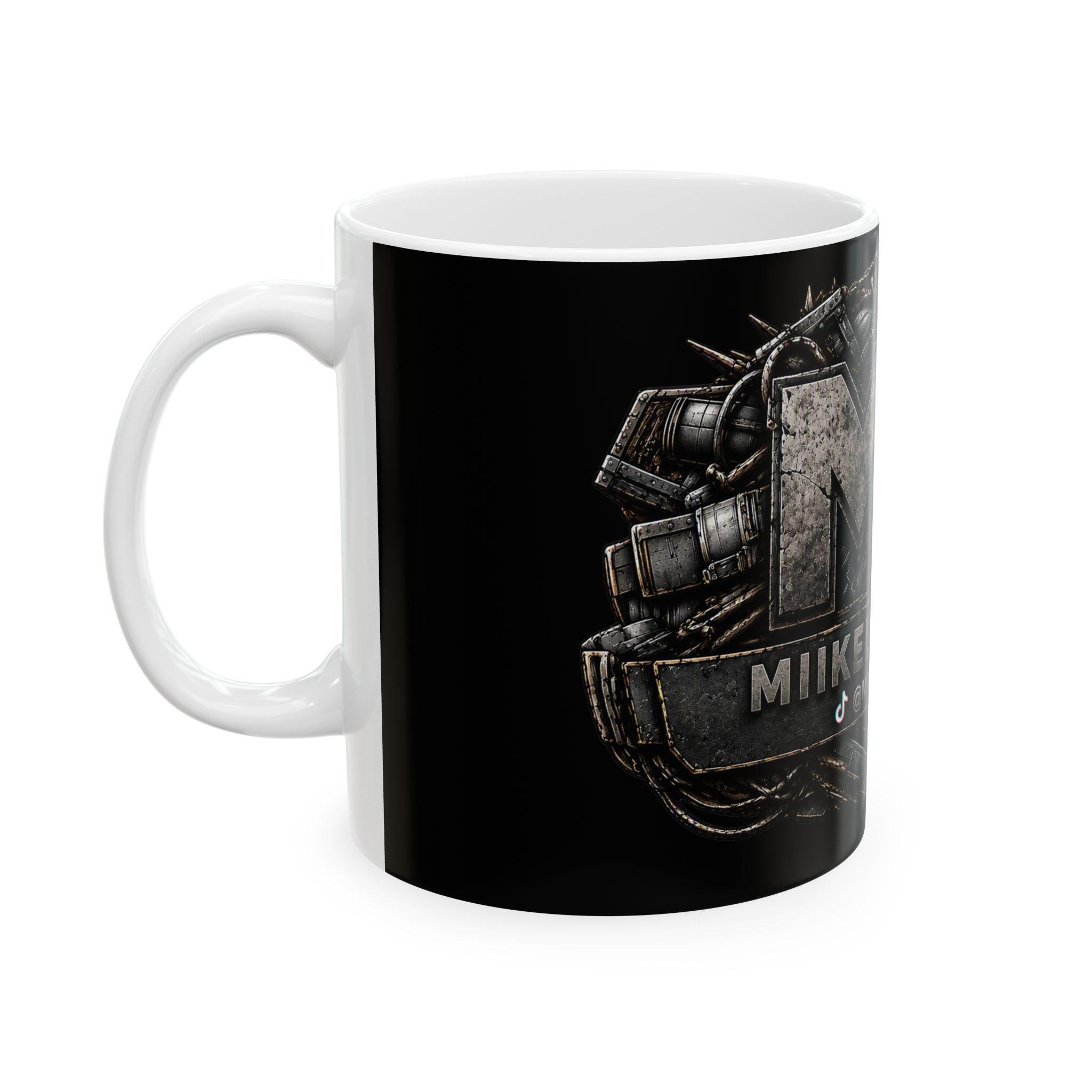 Stone/Black Gaming Logo Mug — “Miikell_Gaming” Branded Ceramic Coffee Cup (11oz/15oz)