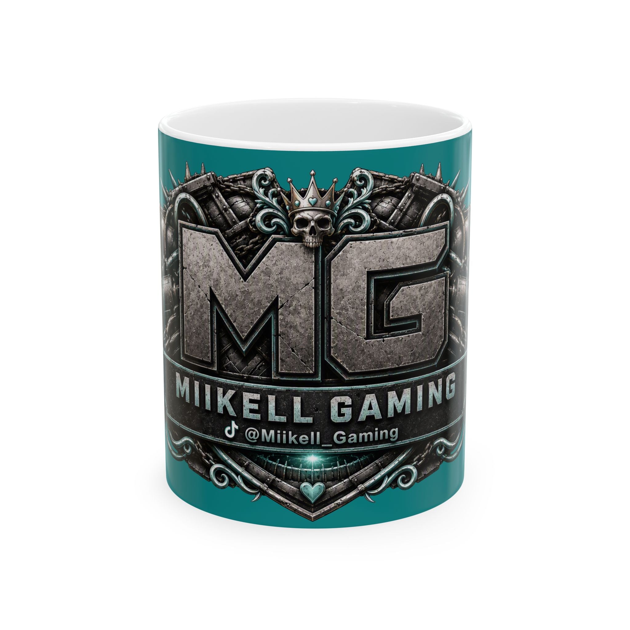 Seafoam/Aqua Gaming Logo Mug — “Miikell_Gaming” Branded Ceramic Coffee Cup (11oz/15oz)