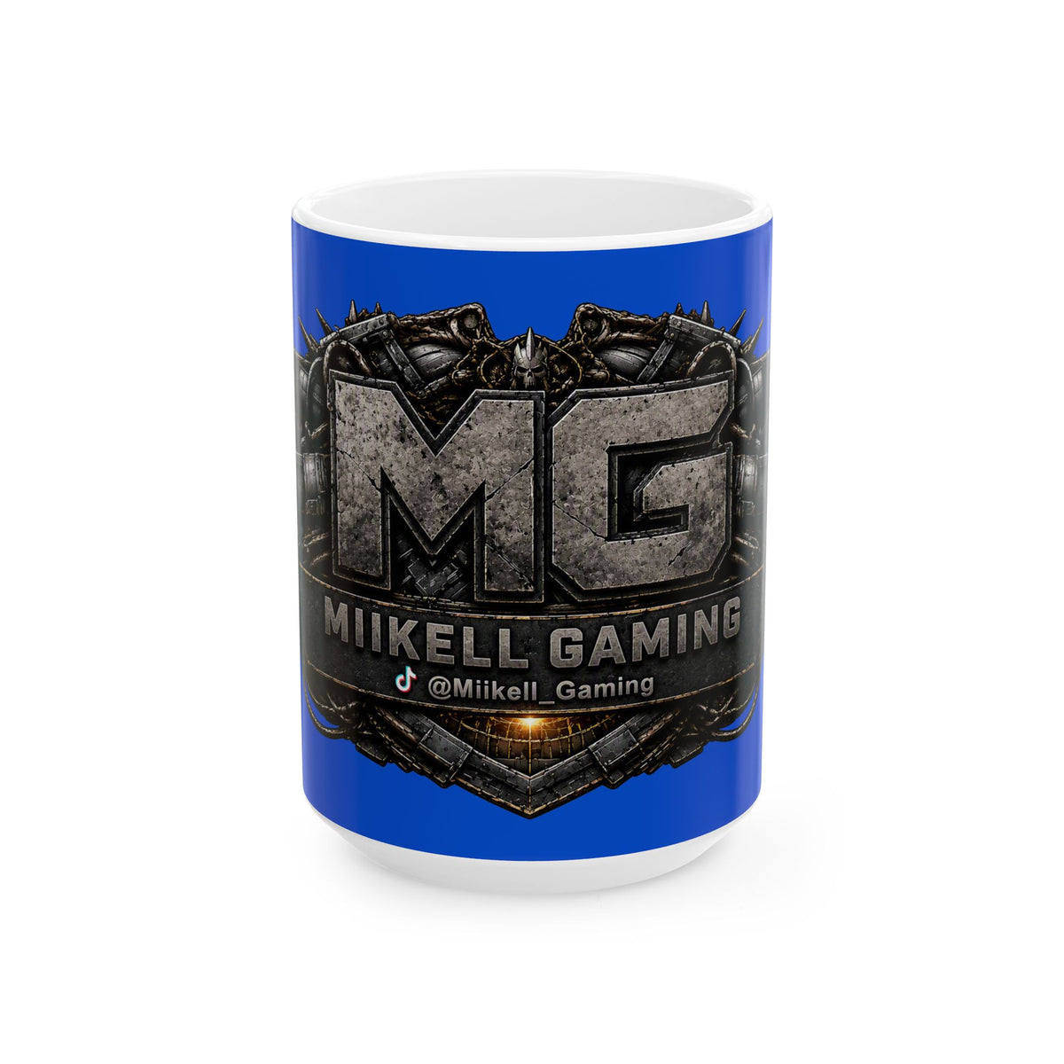 Stone/Blue Gaming Logo Mug — “Miikell_Gaming” Branded Ceramic Coffee Cup (11oz/15oz)