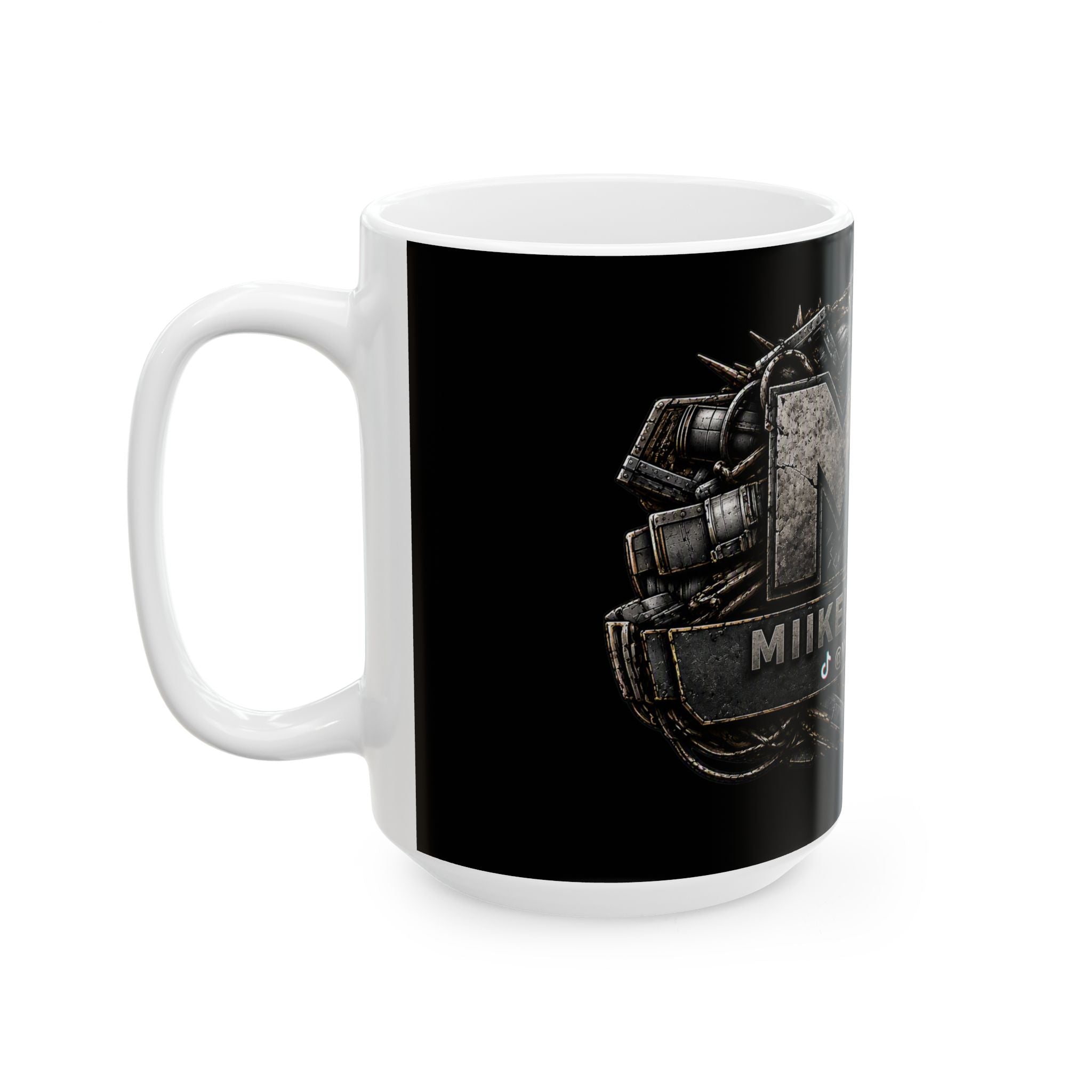 Stone/Black Gaming Logo Mug — “Miikell_Gaming” Branded Ceramic Coffee Cup (11oz/15oz)