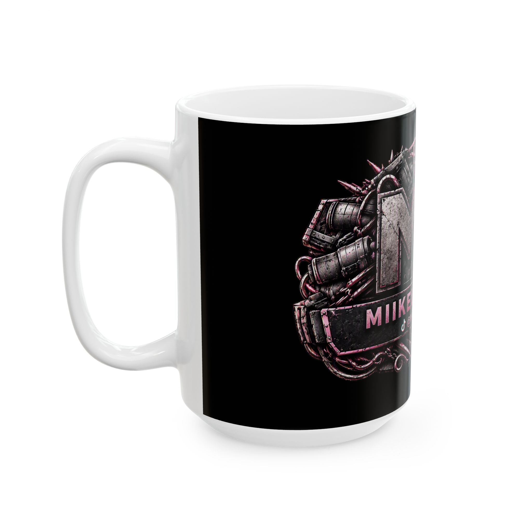 Pink/Black Gaming Logo Mug — “Miikell_Gaming” Branded Ceramic Coffee Cup (11oz/15oz)