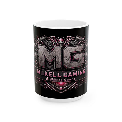 Pink/Black Gaming Logo Mug — “Miikell_Gaming” Branded Ceramic Coffee Cup (11oz/15oz)