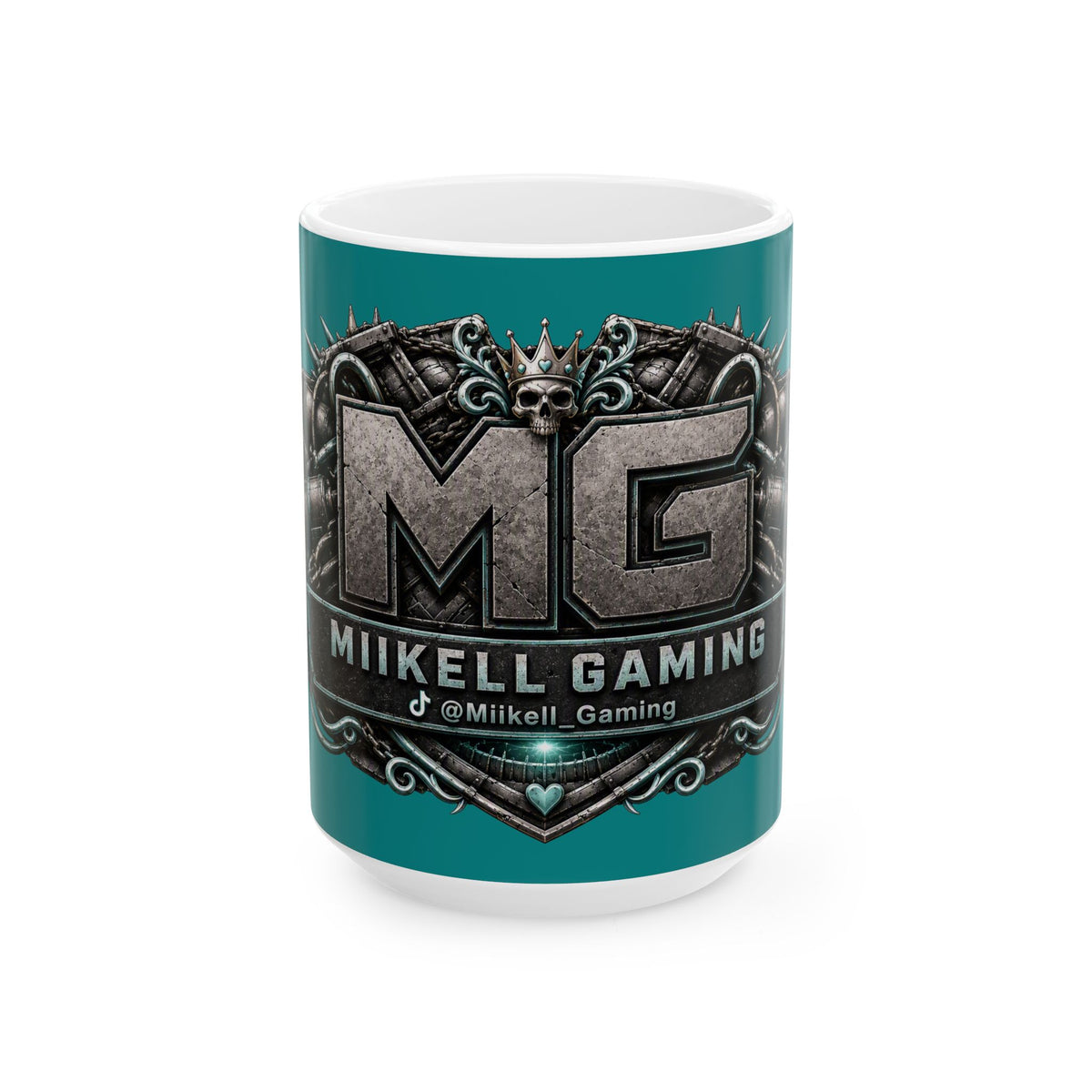Seafoam/Aqua Gaming Logo Mug — “Miikell_Gaming” Branded Ceramic Coffee Cup (11oz/15oz)