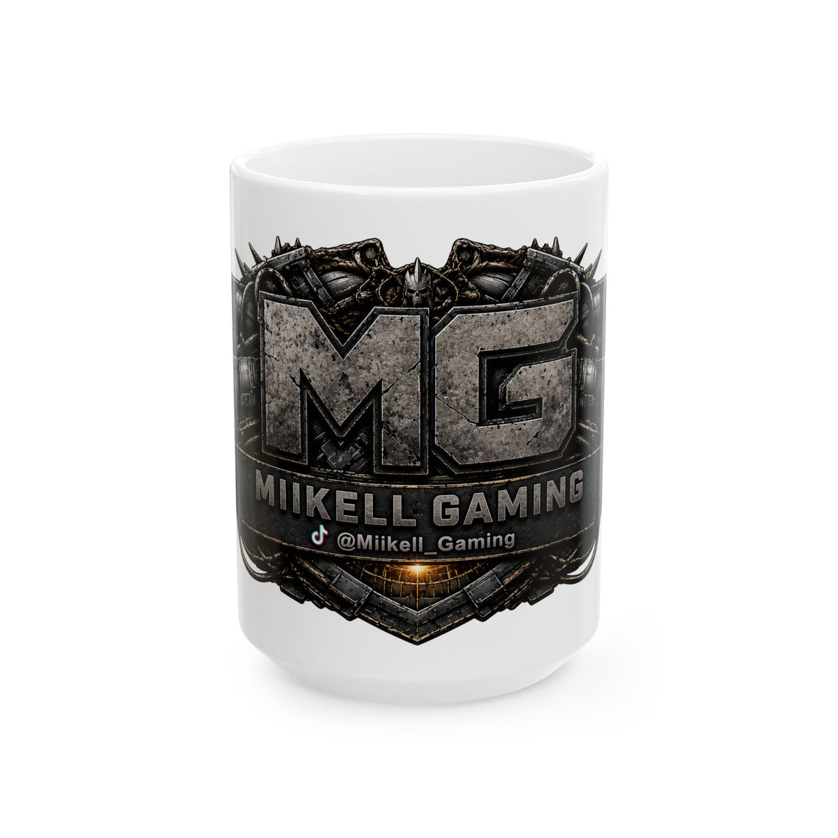 Stone/White Gaming Logo Mug — “Miikell_Gaming” Branded Ceramic Coffee Cup (11oz/15oz)