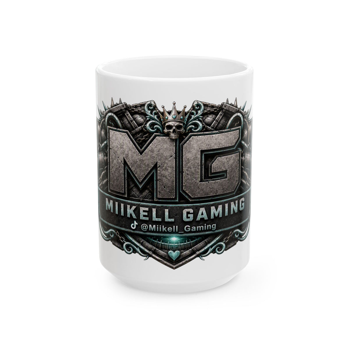 Seafoam/White Gaming Logo Mug — “Miikell_Gaming” Branded Ceramic Coffee Cup (11oz/15oz)