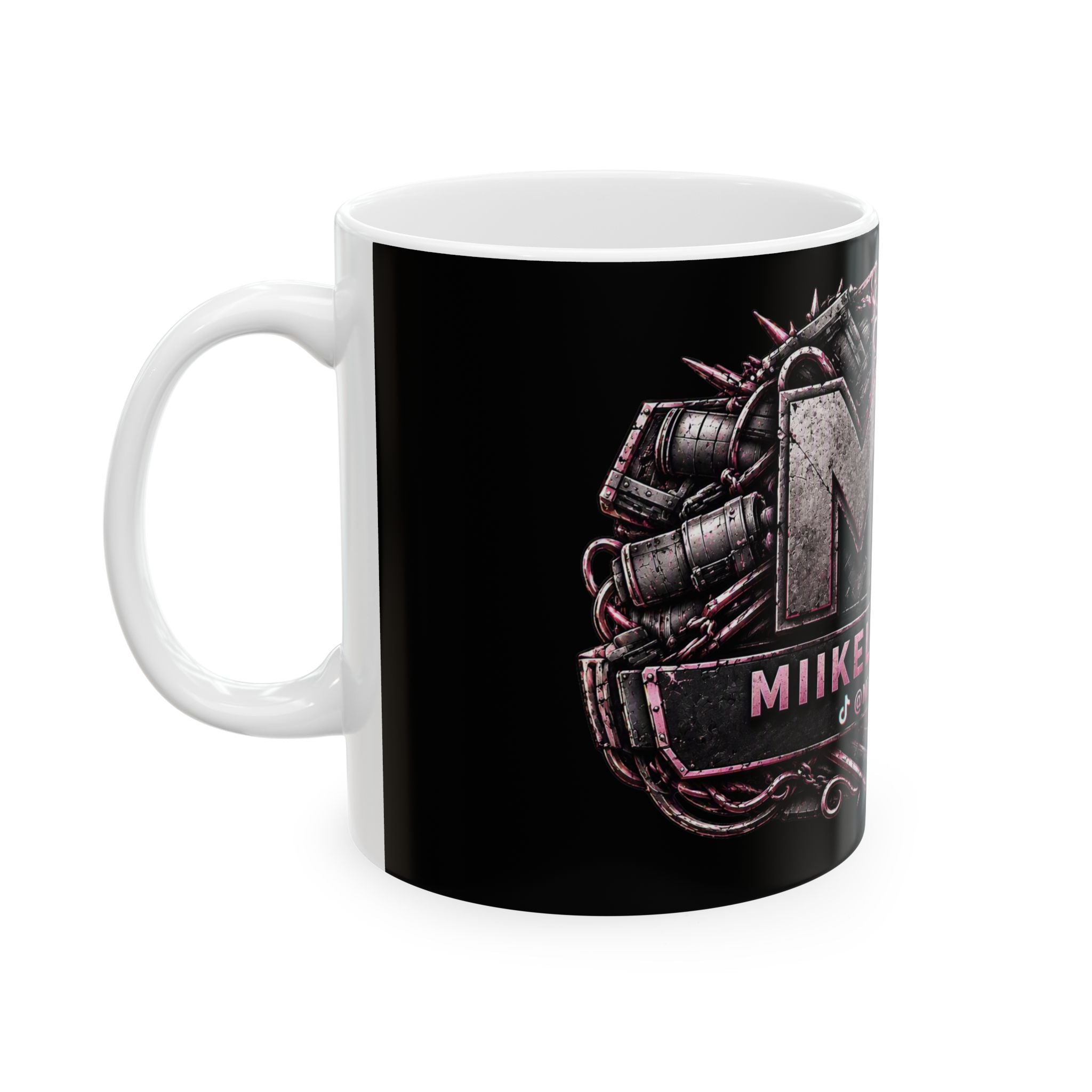 Pink/Black Gaming Logo Mug — “Miikell_Gaming” Branded Ceramic Coffee Cup (11oz/15oz)