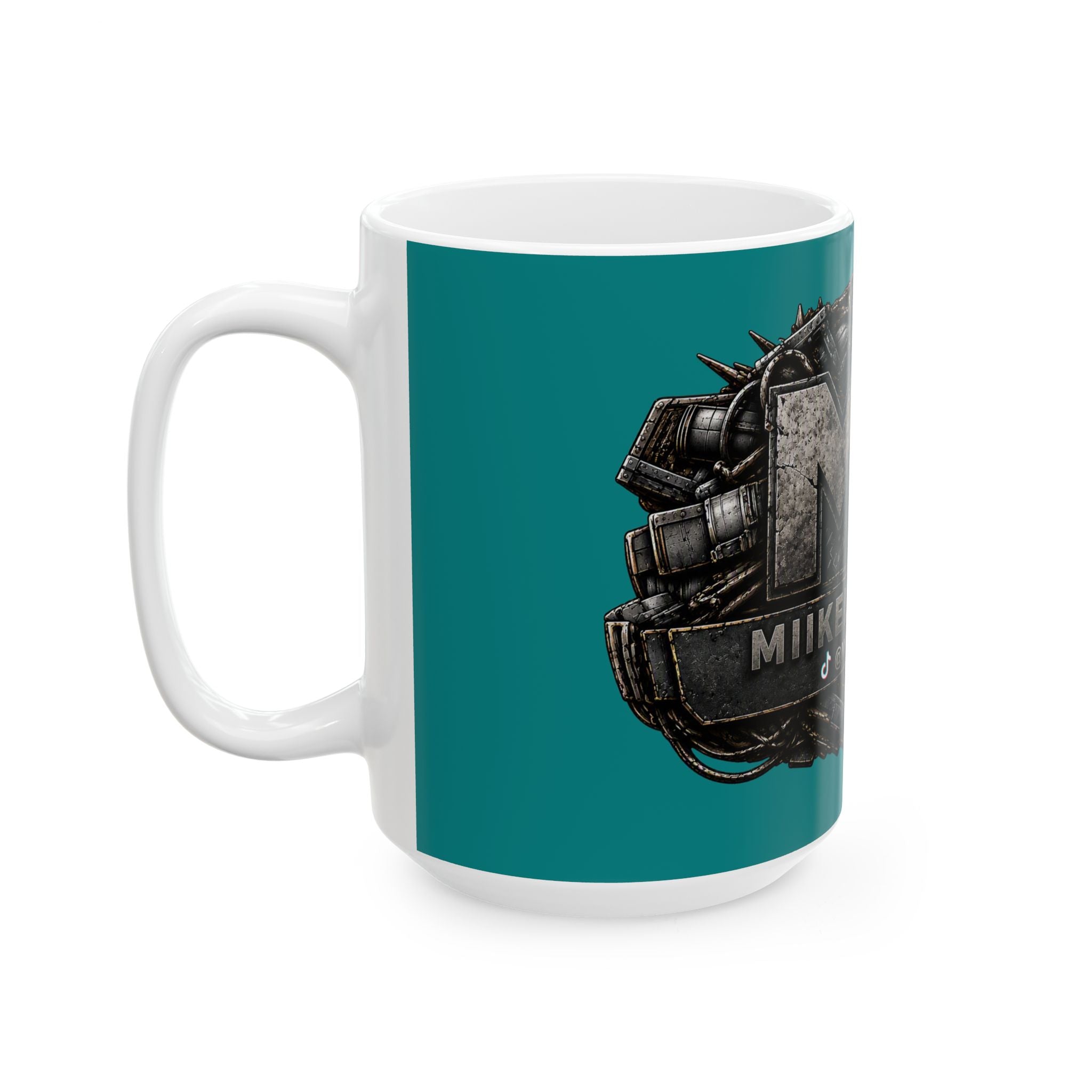 Stone/Aqua Gaming Logo Mug — “Miikell_Gaming” Branded Ceramic Coffee Cup (11oz/15oz)
