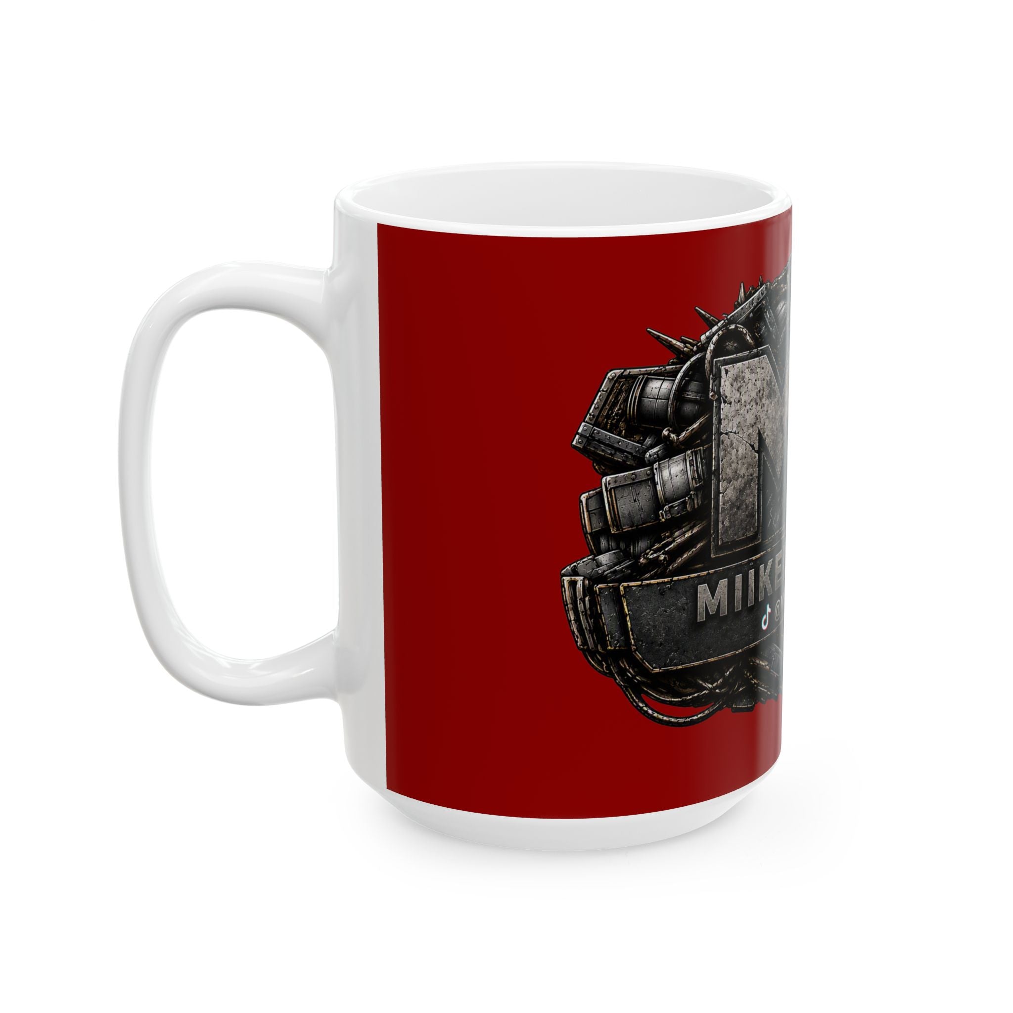 Stone/Red Gaming Logo Mug — “Miikell_Gaming” Branded Ceramic Coffee Cup (11oz/15oz)