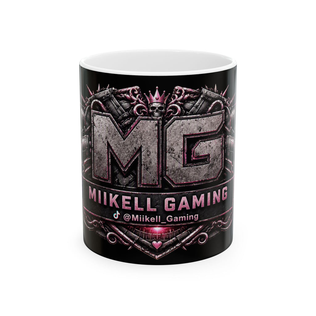 Pink/Black Gaming Logo Mug — “Miikell_Gaming” Branded Ceramic Coffee Cup (11oz/15oz)