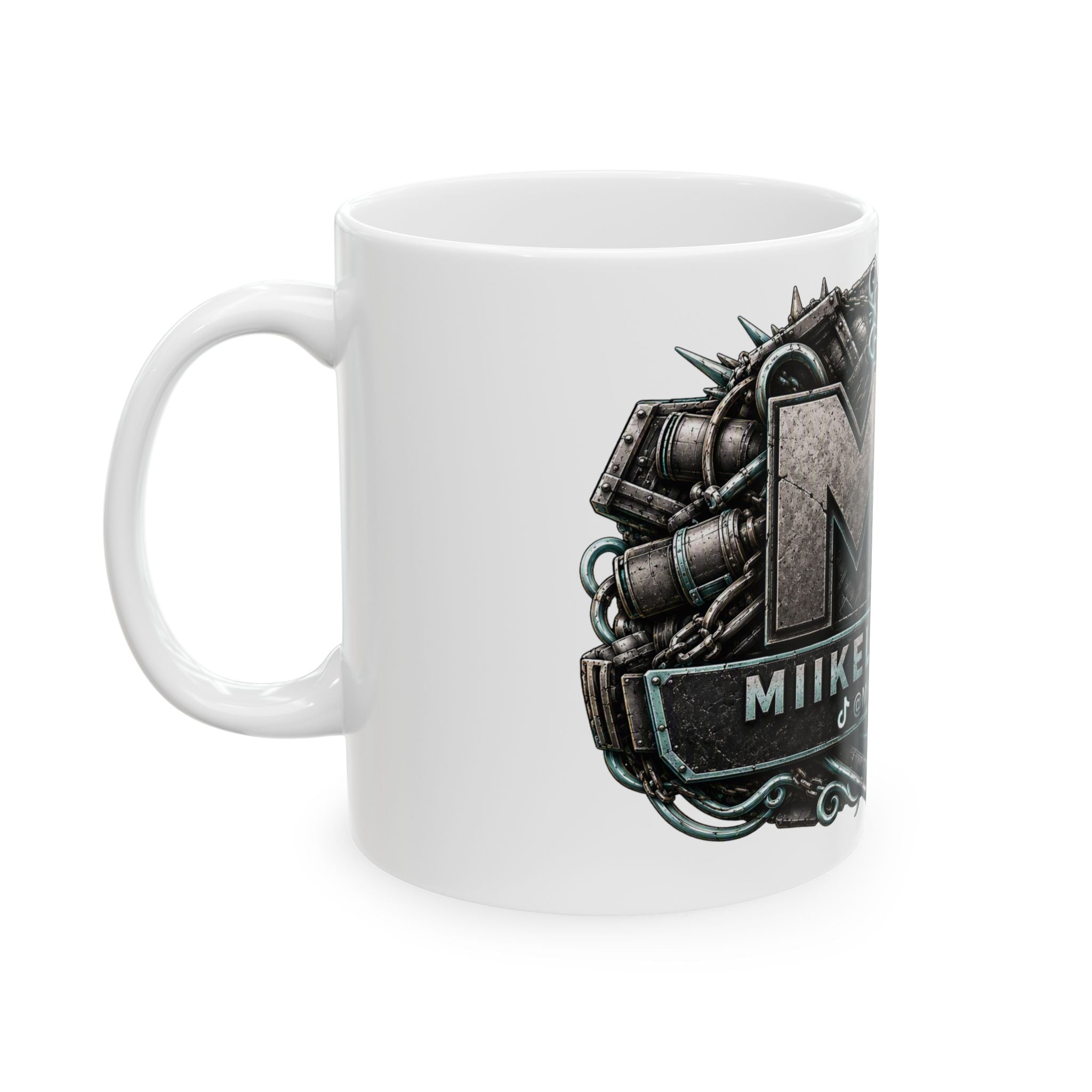 Seafoam/White Gaming Logo Mug — “Miikell_Gaming” Branded Ceramic Coffee Cup (11oz/15oz)