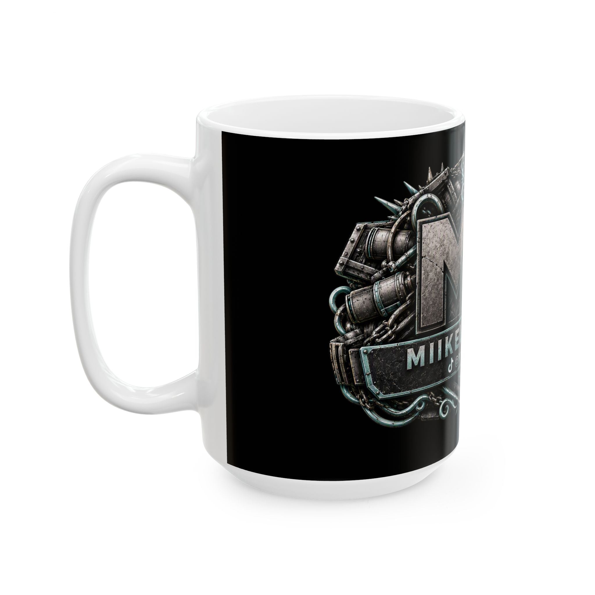 Seafoam/Black Gaming Logo Mug — “Miikell_Gaming” Branded Ceramic Coffee Cup (11oz/15oz)