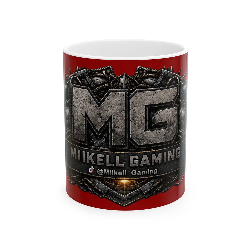Stone/Red Gaming Logo Mug — “Miikell_Gaming” Branded Ceramic Coffee Cup (11oz/15oz)