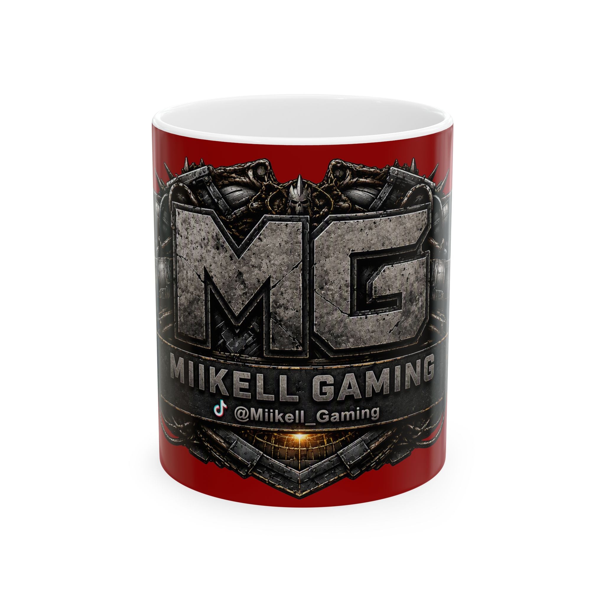 Stone/Red Gaming Logo Mug — “Miikell_Gaming” Branded Ceramic Coffee Cup (11oz/15oz)