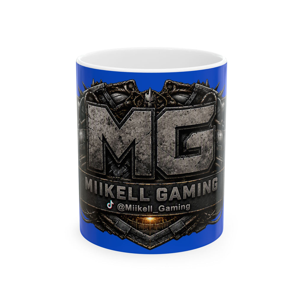 Stone/Blue Gaming Logo Mug — “Miikell_Gaming” Branded Ceramic Coffee Cup (11oz/15oz)