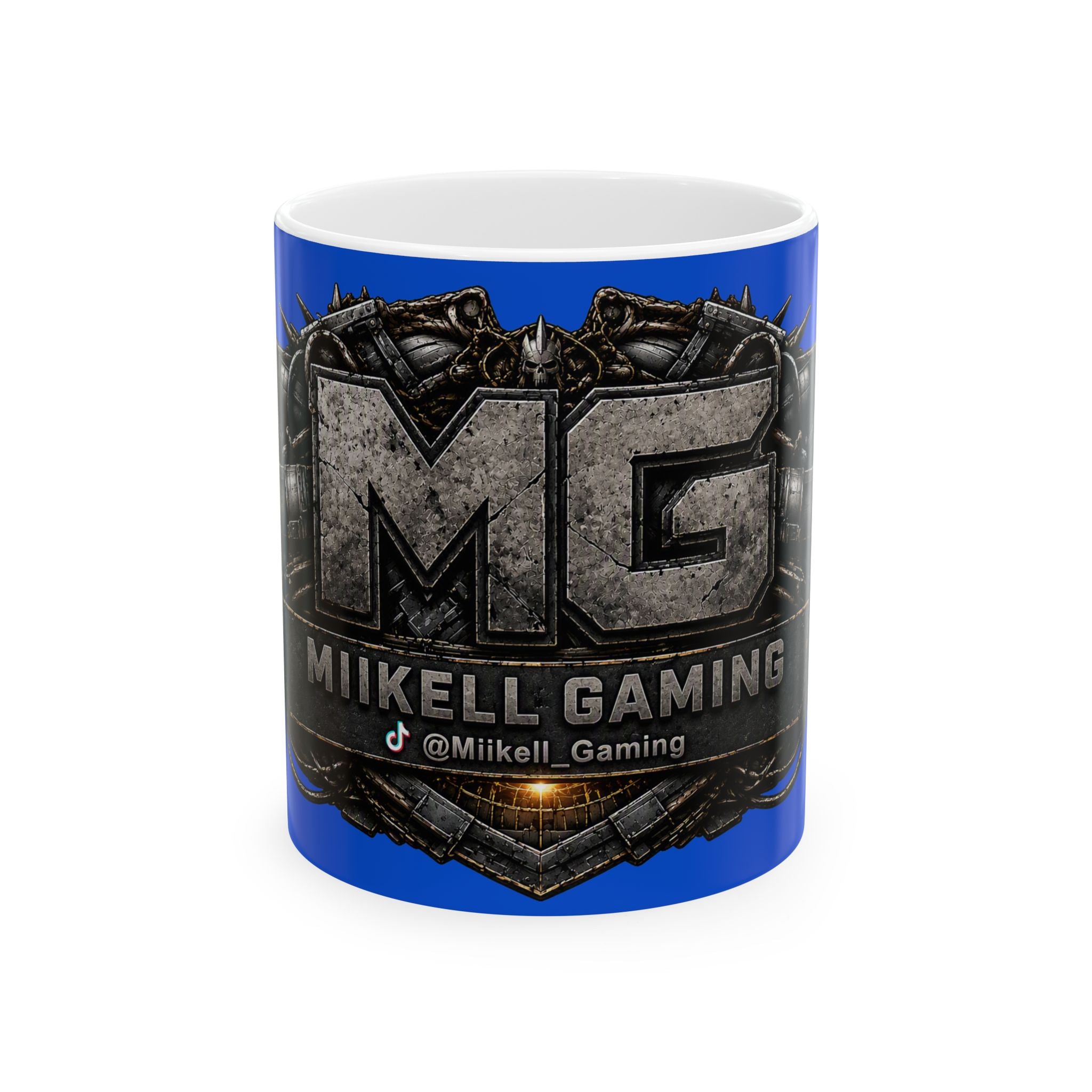 Stone/Blue Gaming Logo Mug — “Miikell_Gaming” Branded Ceramic Coffee Cup (11oz/15oz)