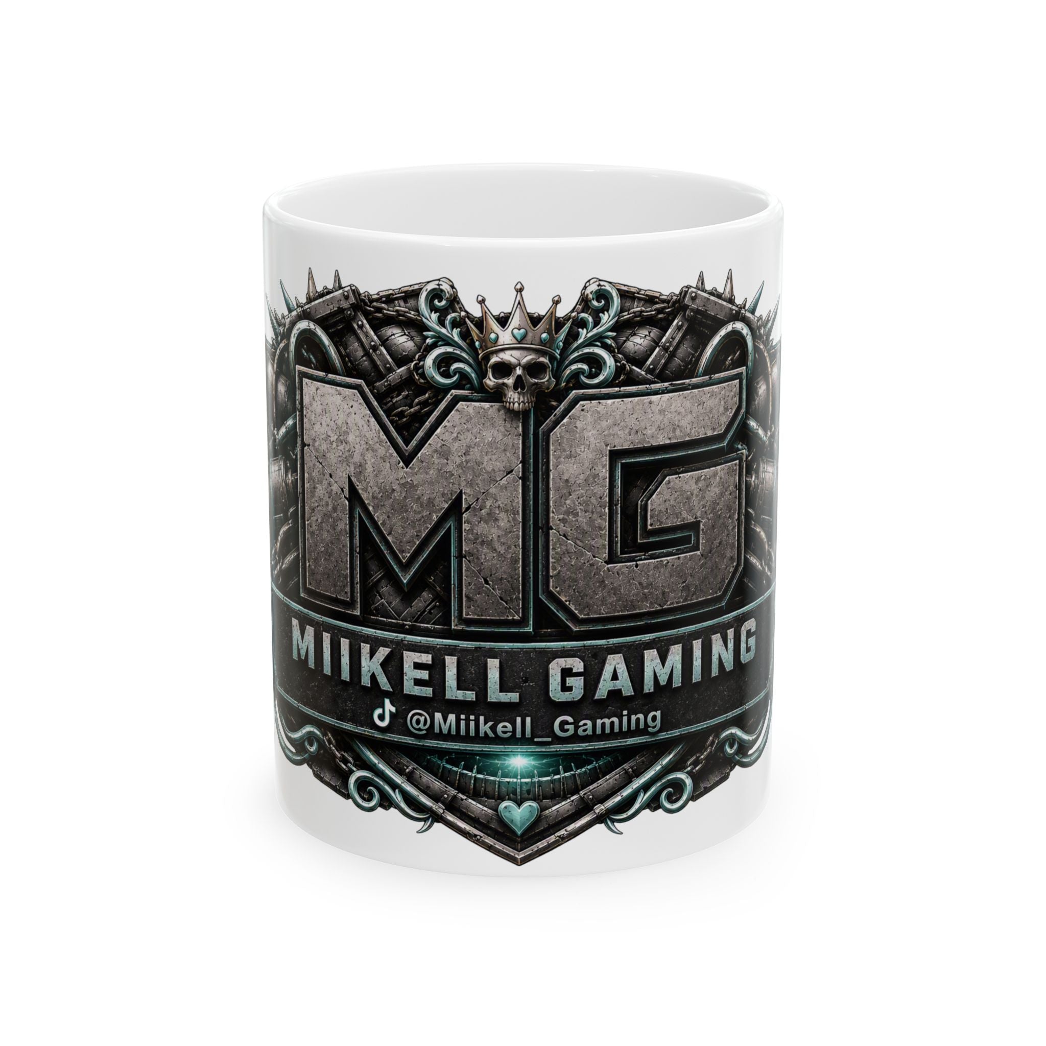 Seafoam/White Gaming Logo Mug — “Miikell_Gaming” Branded Ceramic Coffee Cup (11oz/15oz)