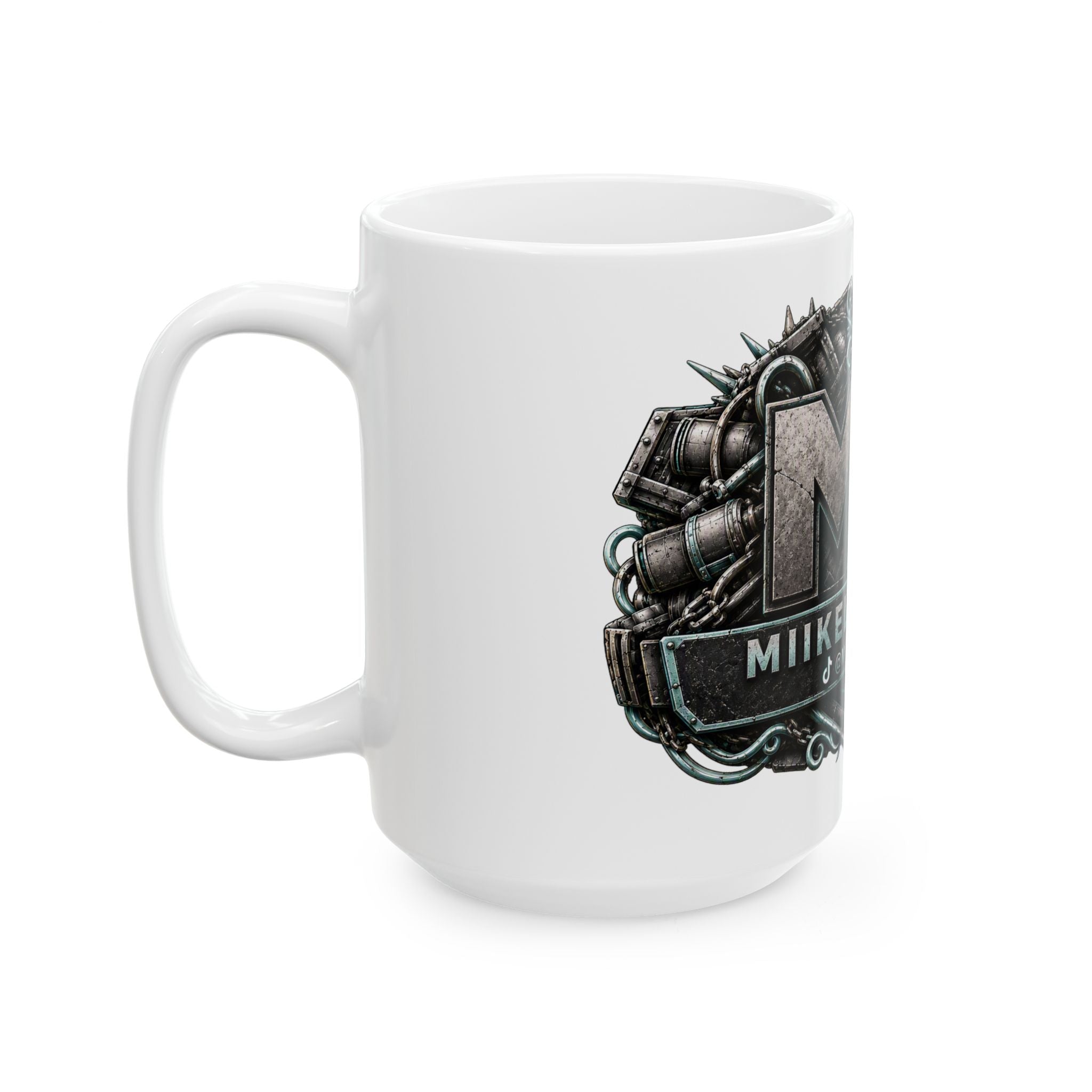 Seafoam/White Gaming Logo Mug — “Miikell_Gaming” Branded Ceramic Coffee Cup (11oz/15oz)