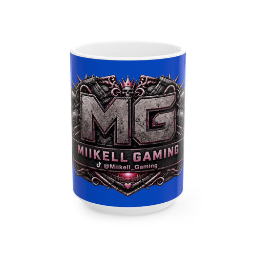Pink/Blue Gaming Logo Mug — “Miikell_Gaming” Branded Ceramic Coffee Cup (11oz/15oz)
