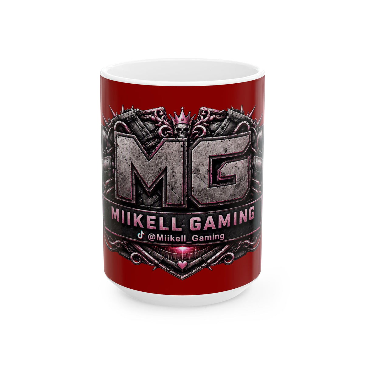 Pink/Red Gaming Logo Mug — “Miikell_Gaming” Branded Ceramic Coffee Cup (11oz/15oz)