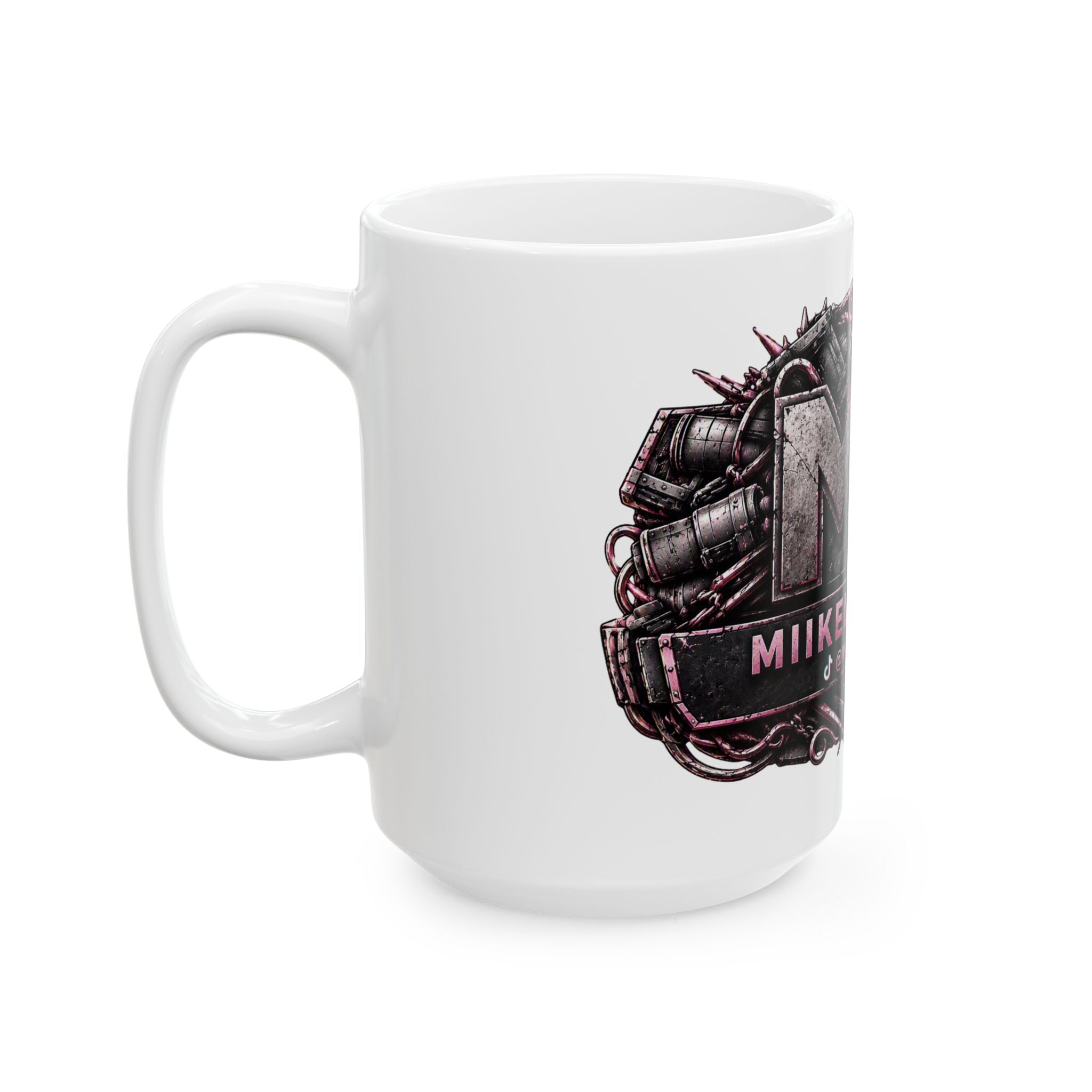 Pink/White Gaming Logo Mug — “Miikell_Gaming” Branded Ceramic Coffee Cup (11oz/15oz)