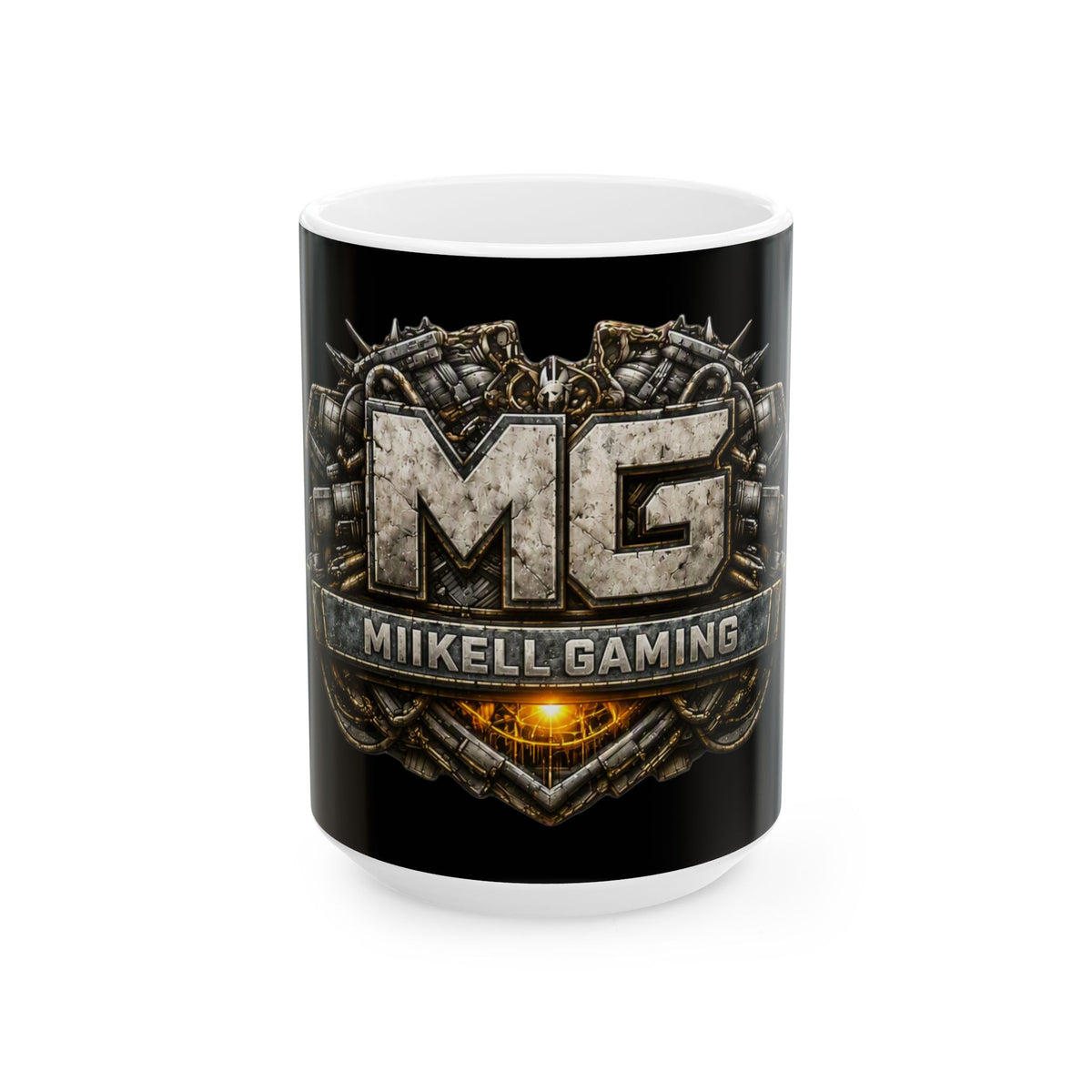 Stone/Black Gaming Logo Mug — “Miikell_Gaming” Branded Ceramic Coffee Cup (11oz/15oz)