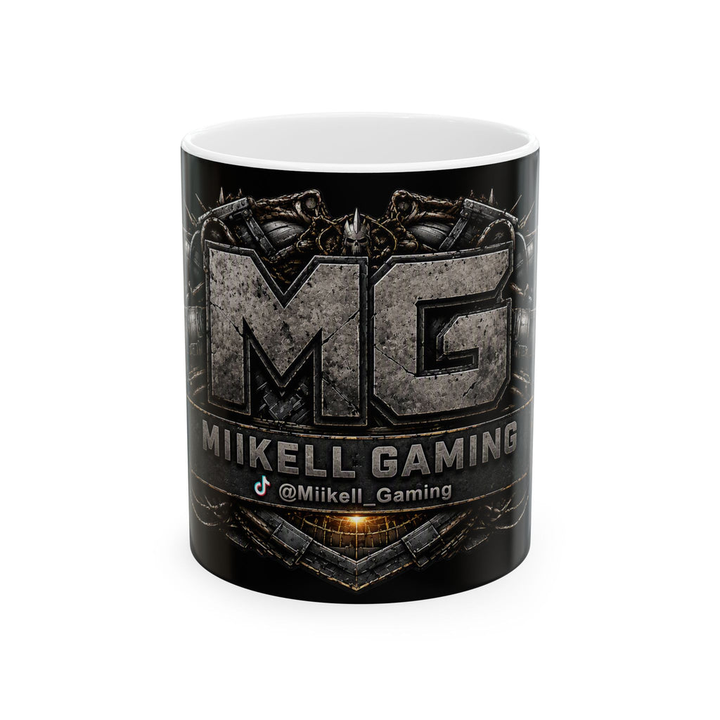 Stone/Black Gaming Logo Mug — “Miikell_Gaming” Branded Ceramic Coffee Cup (11oz/15oz)