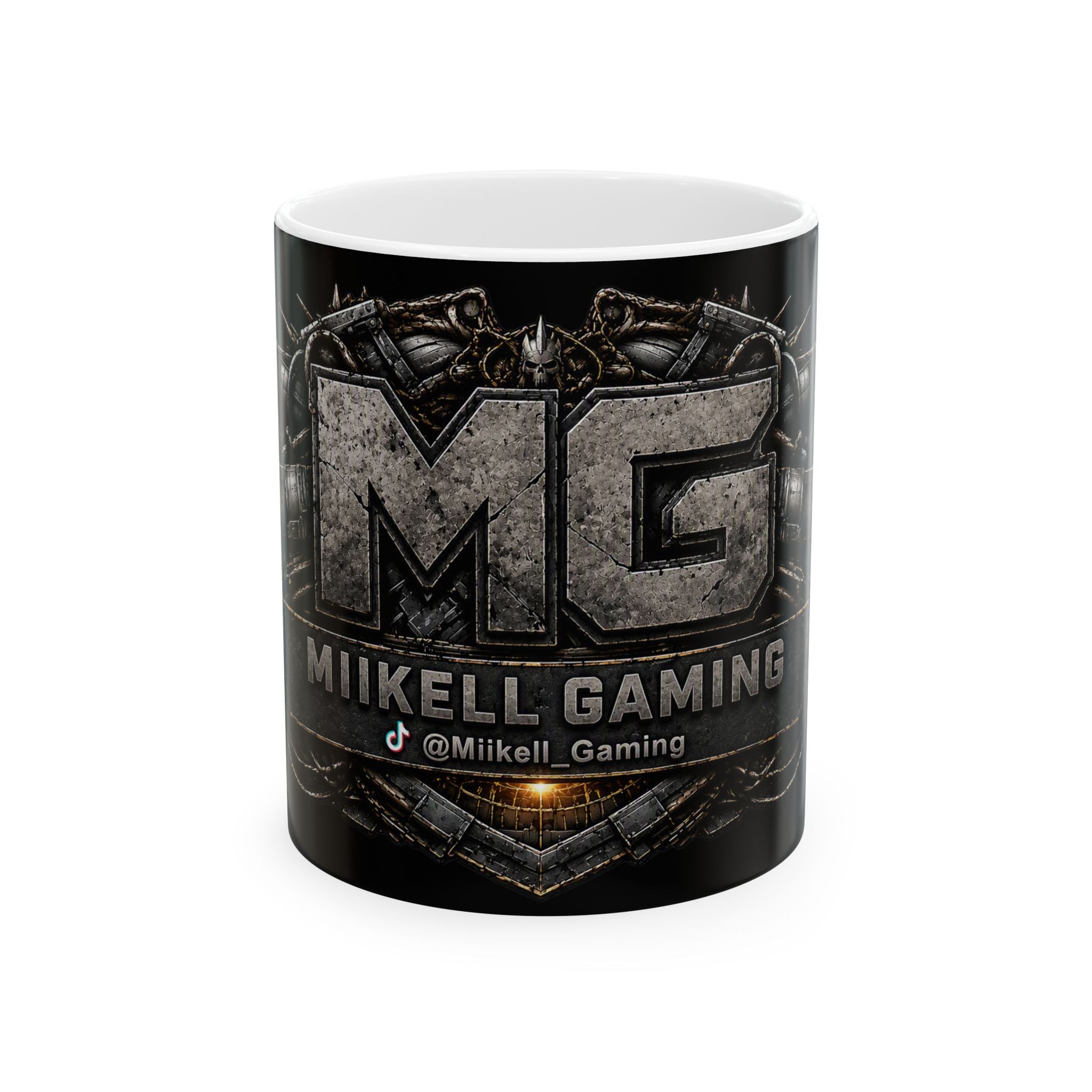 Stone/Black Gaming Logo Mug — “Miikell_Gaming” Branded Ceramic Coffee Cup (11oz/15oz)