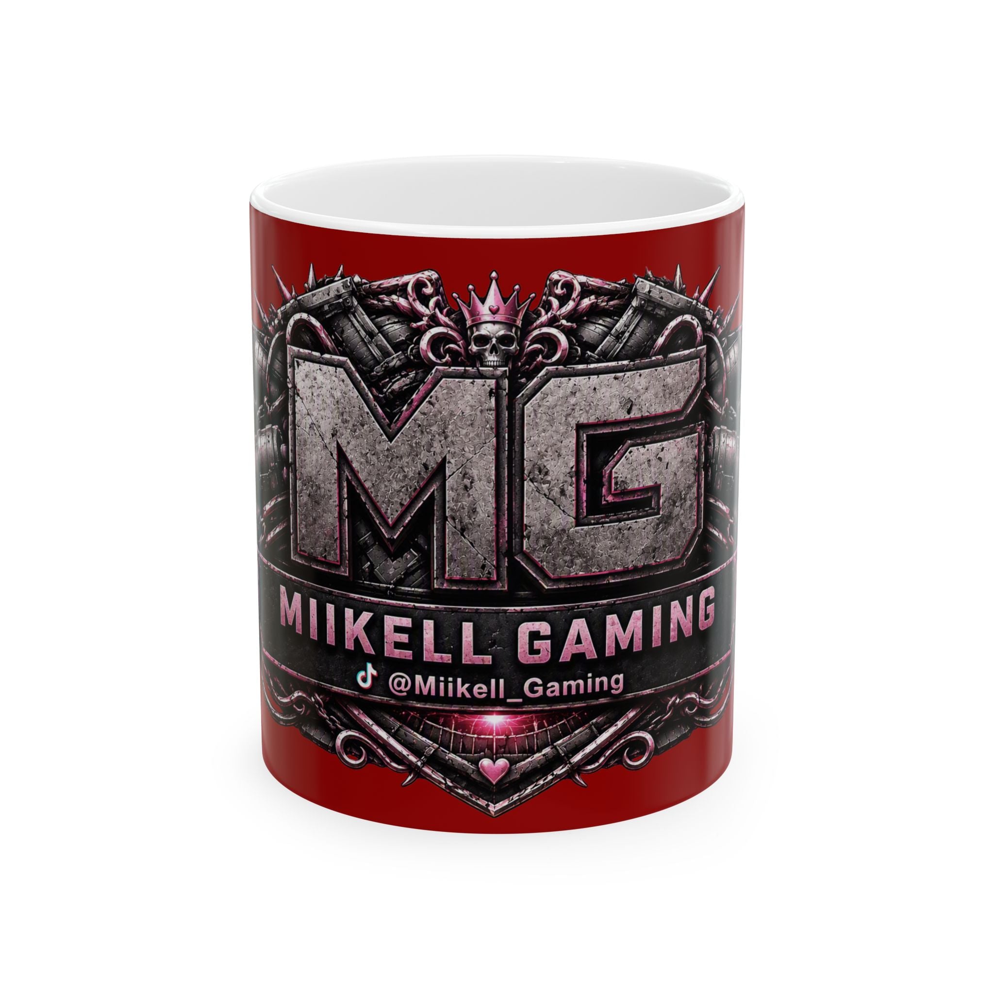 Pink/Red Gaming Logo Mug — “Miikell_Gaming” Branded Ceramic Coffee Cup (11oz/15oz)