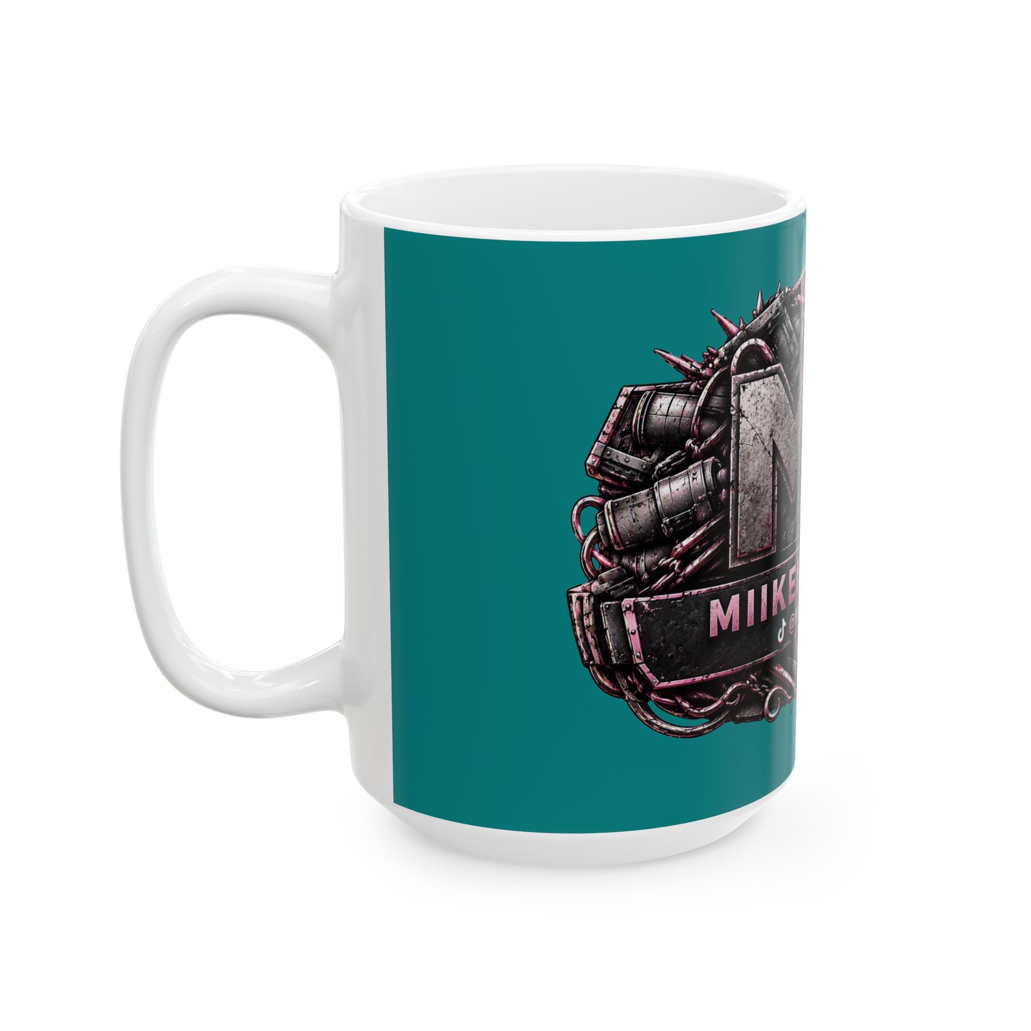 Pink/Aqua Gaming Logo Mug — “Miikell_Gaming” Branded Ceramic Coffee Cup (11oz/15oz)