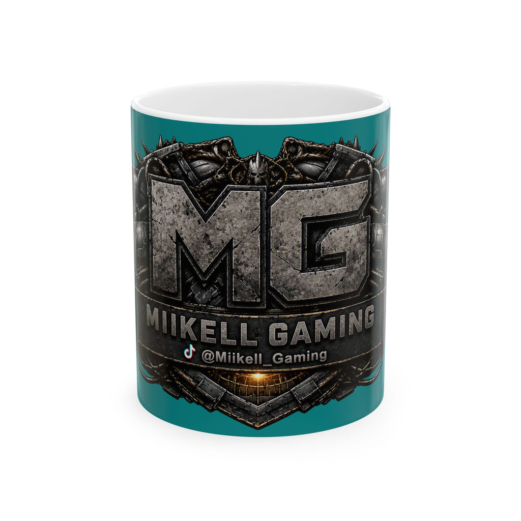 Stone/Aqua Gaming Logo Mug — “Miikell_Gaming” Branded Ceramic Coffee Cup (11oz/15oz)